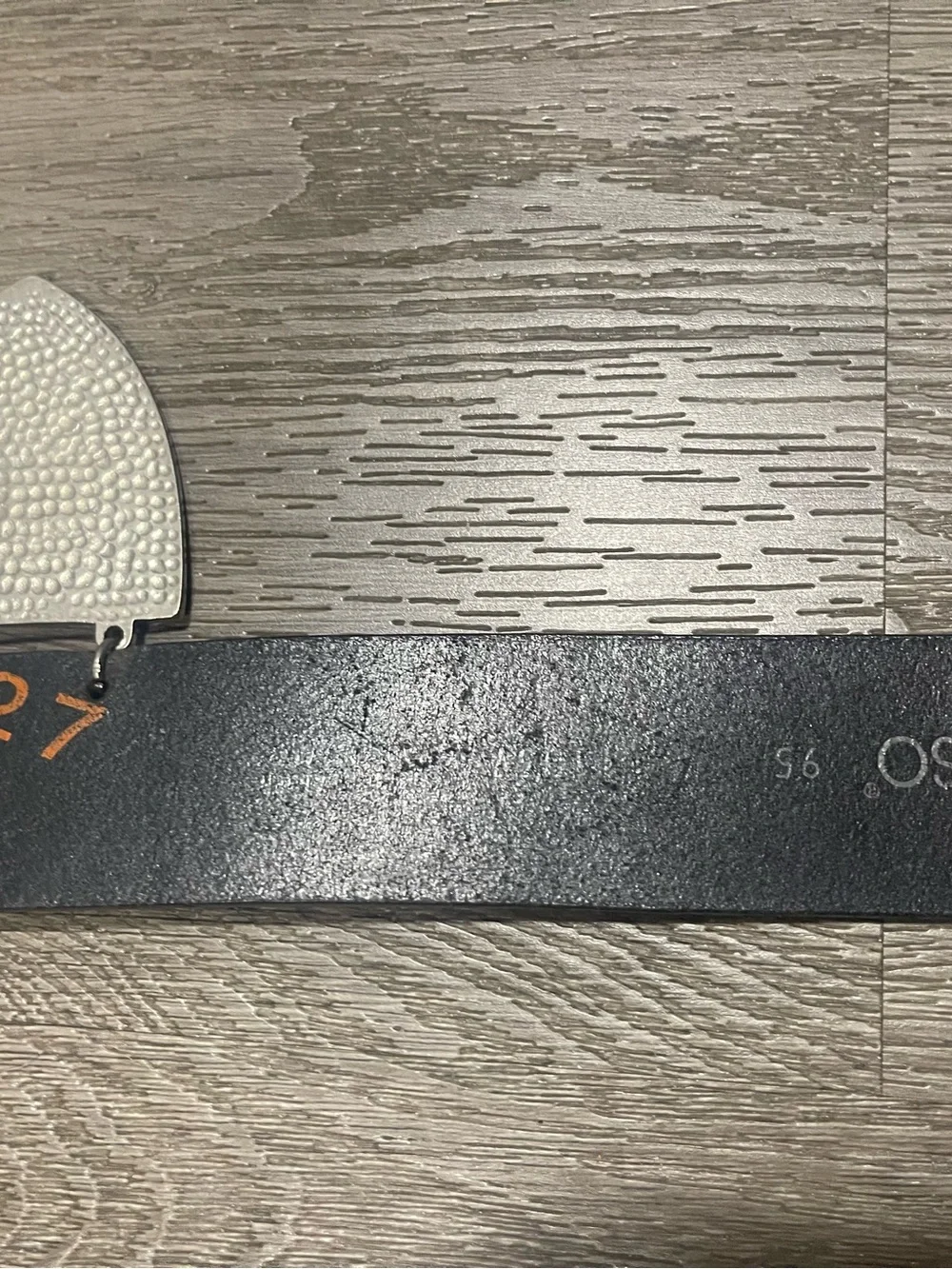 Kyuso Black Leather Men’s Belt with Silver Nameplate Accents by